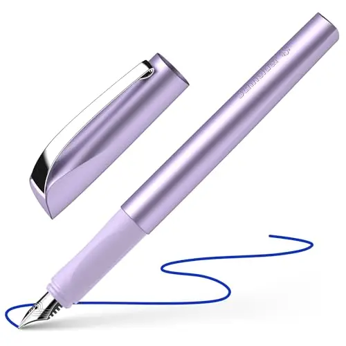Schneider Ceod Shiny 168656 Stylo plume pour droitiers et gauchers Plume M avec cartouche d'encre bleu roi Violet