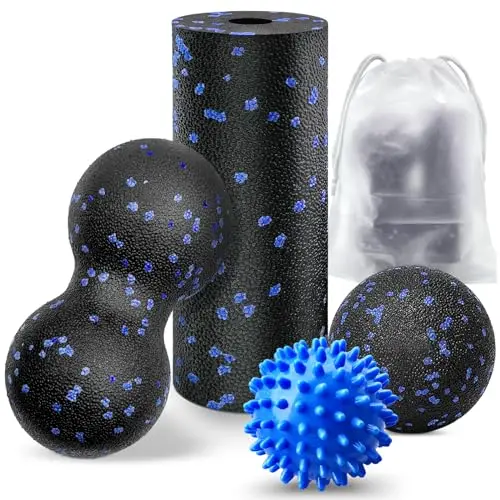 Lot de 4 balles de massage, petit rouleau, hérisson 7 cm, double pour colonne vertébrale