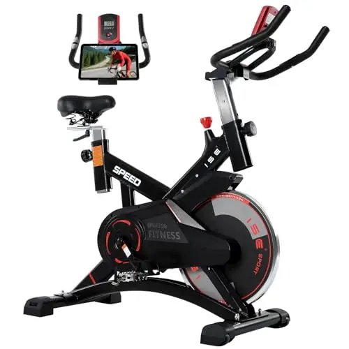 ISE Velo d appartement, Ergonomie Cardio-Training, Exercise Bike, Velo Appartement Fitness, Multifonction Ecran/Impulsion, Vélo d'Appartement Selle/Guidon Hauteur Réglable, Vélo Appartement à Domicile