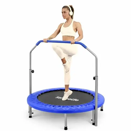 SereneLife Trampoline Pliable 102 cm – Mini Trampoline de Fitness Compact pour Enfants et Adultes, Rebondisseur d’Exercice, Équipement d’Entraînement Intérieur/Jardin, Design sans Ressort, Max. 90 kg