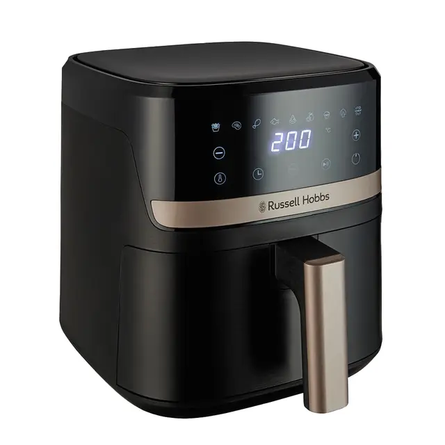 Russell Hobbs Air Fryer Rapid Air 4,3L (Ultra compact, Silencieux) Friteuse sans huile (Cuit, gril, rôtit et plus, économe, tactile, rapide, arrêt auto, pièces antiadhésives, lave-vaisselle) 27610-56