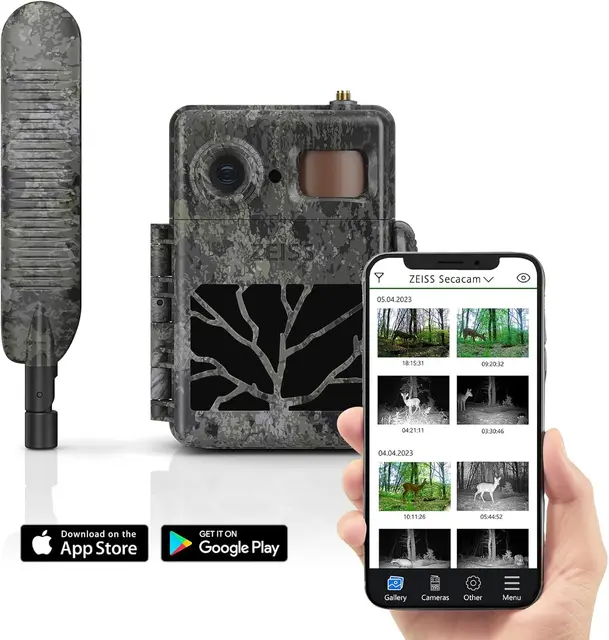 ZEISS Secacam 7 Caméra de Chasse Connectée 4G LTE, SIM, SD 32 Go, APP, 12MP, HD1080, Intelligence Artificielle, Vision Nocturne Couleurs, Détection IR25 m, Étanche IP66, Flash Invisible, Surveillance