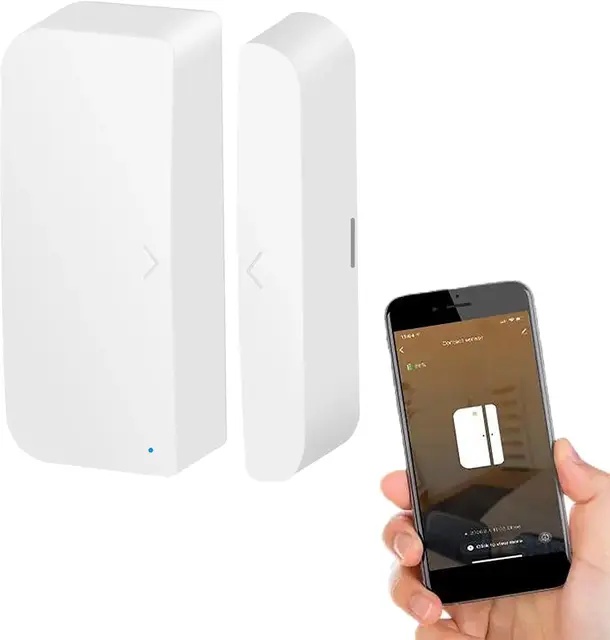 Détecteur d'Ouverture Porte/Fenêtre, Capteur de Porte WiFi Capteur de Contact Intelligent, Connexion Tuya APP, Mini Capteur de Porte et Fenêtre WiFi Alarme Maison sans Fil