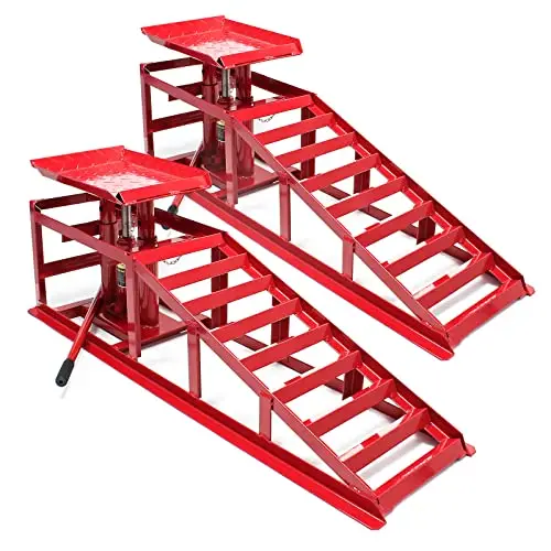 Wiltec Rampe de Levage et Jack hydraulique – 1140 x 255 x 290 mm – capacité de Charge 2000 kg – réglable en Hauteur – pour pneus à 225 mm – Entretien Maintien Automobile Garage Voitures