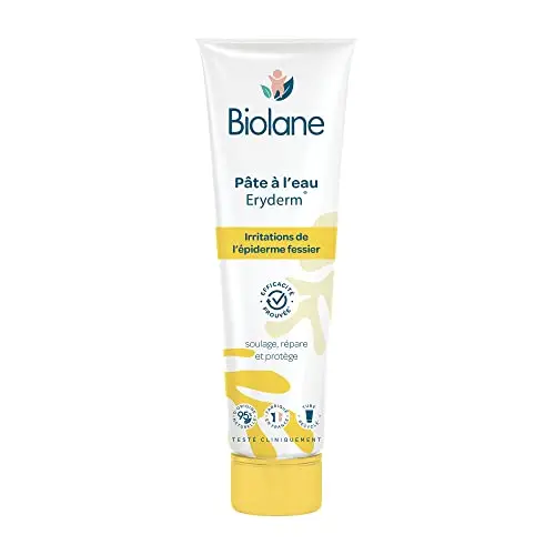 BIOLANE - Pâte à l'eau Eryderm - Bébé - Soulage, Répare - Irritations, Rougeurs - Epiderme Fessier - 75ml - Fabriqué en France
