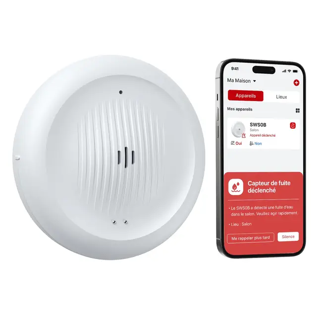 X-Sense Détecteur de Fuite d’Eau Wi-FI et de Basse Température, Capteur Intelligent 2-en-1 avec Alertes sur l’App de X-Sense Home Security, pour Cuisine, Salle de Bain, sous-Sol, SWS0B, Lot de 1