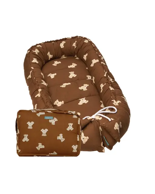 molis&co. Nid bébé 90 x 50 cm. Réducteur de Berceau ou nid de co-Sleeping pour bébés. Coton. Lit portatif ou de Voyage pour Nouveau-né Oeko-TEX 100 (Teddy Mocca)