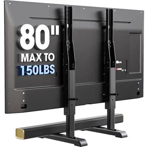 AX WABER Support TV universel, base de rechange pour la plupart des téléviseurs LCD LED de 24 à 80", 7 pieds réglables en hauteur pouvant supporter jusqu'à 68 kg, VESA max 800 x 500 mm, noir AX10TB02