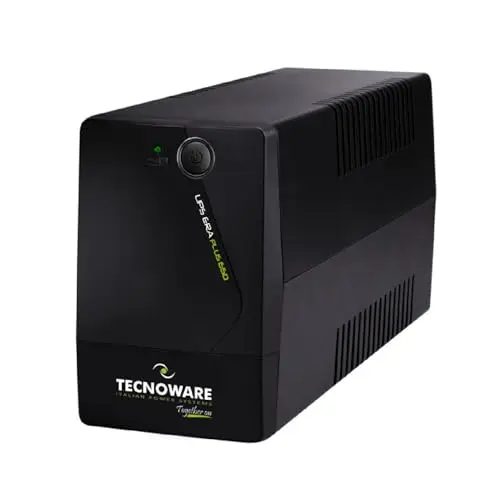 Tecnoware Power Systems UPS 650VA pour PC/Modem, Pas pour Gaming/Console, onduleur Era Plus, 2 Prises Schuko, Protection coupures et surtensions pour PC, Modem, vidéosurveillance, Caisse, NAS, POS