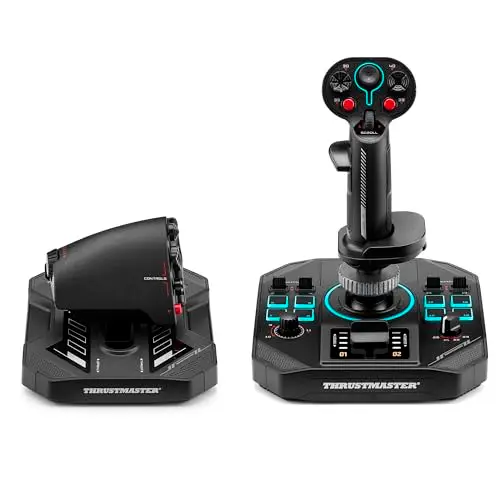 Thrustmaster Sol-R 4 HOTAS – Système de Vol Complet PC (Joystick + Manette des Gaz) – Haute Précision, 12 Boutons d’Action & Axe de Palonnier – Plug & Play pour Simu de Vol et Espace – Noir