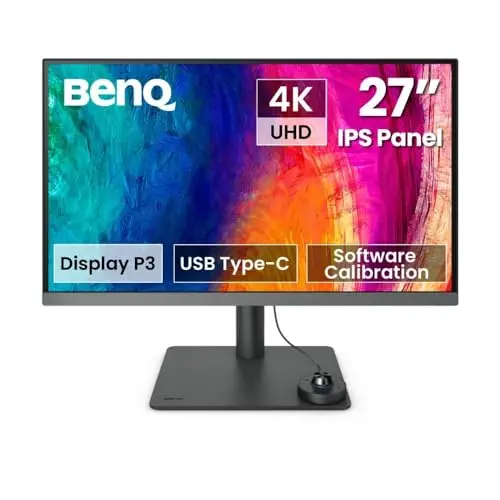 BenQ Creative Pro PD2706U Écran 27" 4K, 90W USB-C, HDR400, 95% P3, Modes CAO/FAO, Animation et ePaper, DoubleVue, Hotkey Puck G2, KVM et Calibration Usine
