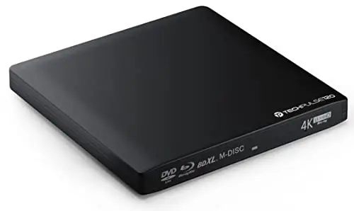techPulse120 USB 3.1 Type-C brenner externe de CD DVD en aluminium pour ordinateur, Notebook UHD Blu-ray Brenner USB 3.0 Noir