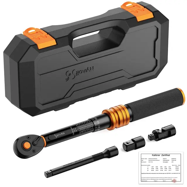 ss shovan Clé Dynamométrique Vélo 3-25 Nm, jeu de cle dynamometrique 1/4", Comprend un adaptateur 1/4" à 3/8", un cardan et une rallonge de 100 mm, pour Moto y vélo Route et de Montagne