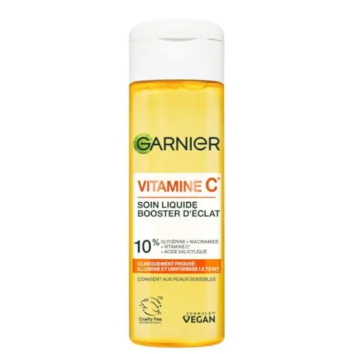 GARNIER Skin Active - Soin Visage Illuminateur - Hydrate & Illumine - Vitamine C, Glycérine, Niacinamide & Acide Salicylique - Vegan & Cruelty Free - Tous Types de Peaux - Unisexe - 120ml