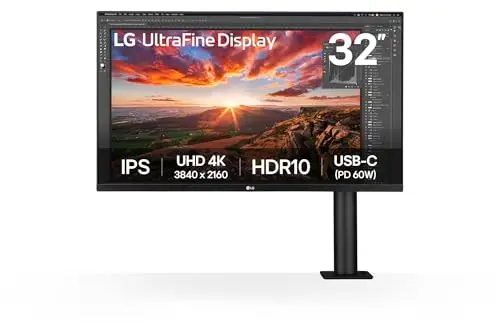 LG Ultrafine™ 32UN880K-B Ecran PC 4K 32" - Dalle IPS résolution UHD (3840 x 2160), 5ms 60Hz, HDR 10, DCI-P3 95% (CIE1976), inclinable, Orientation Gauche/Droite, réglable en Hauteur, Mode Portrait