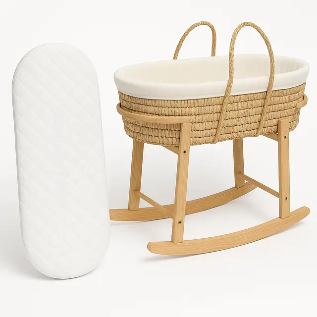 Matelas pour couffin Mamas & Papas Mothercare - Épais et super doux - Housse matelassée amovible avec fermeture éclair - Fabriqué au Royaume-Uni (76 x 40 x 4 cm)