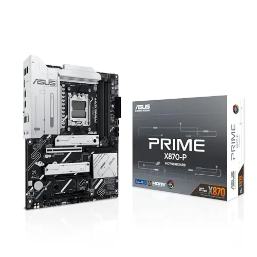 ASUS Prime X870-P – Carte mère Gaming AMD Ryzen AM5 X870 ATX (DDR5, 14+2+1 (80A) DrMOS, PCIe 5.0, 4 x M.2, USB 40Gbps Type-C, HDMI, Aura Sync RGB)