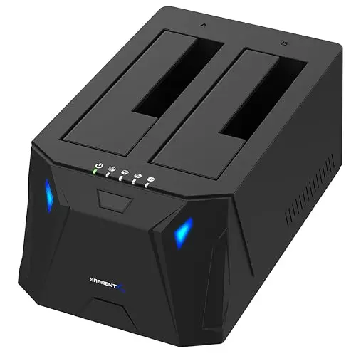 SABRENT Boitier Disque Dur 3.5 Adaptateur SATA to USB 2,5"/3,5", 2 Baies SSD/HDD vers USB 3.0, Boitier Disque Dur 3.5, Clonage Hors Ligne, Supporte UASP, câble Inclus avec Alimentation (EC-HD2B)