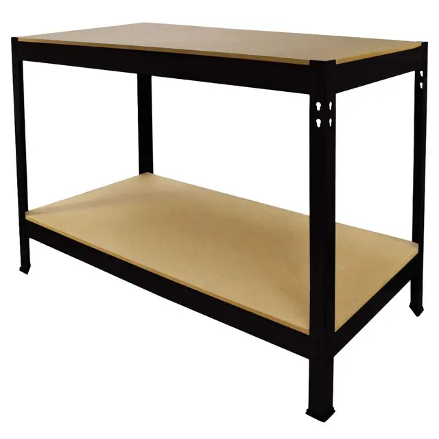 Monster Racking - Etabli d’Atelier/Table de Travail Noir en Acier à Montage sans Boulons pour Atelier, Garage, Hangar. 90cm x 120cm x 60cm - Max 400KG [Protections Patins INCLUSES]