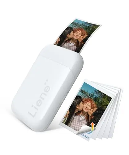 Liene Pearl K100 2x3'' Mini Imprimante Photo Portable, avec 5 Zink Papiers Adhésifs, Bluetooth 5.0, Compatible avec iOS/Android, Petite Imprimante Photo pour iPhone - Blanc