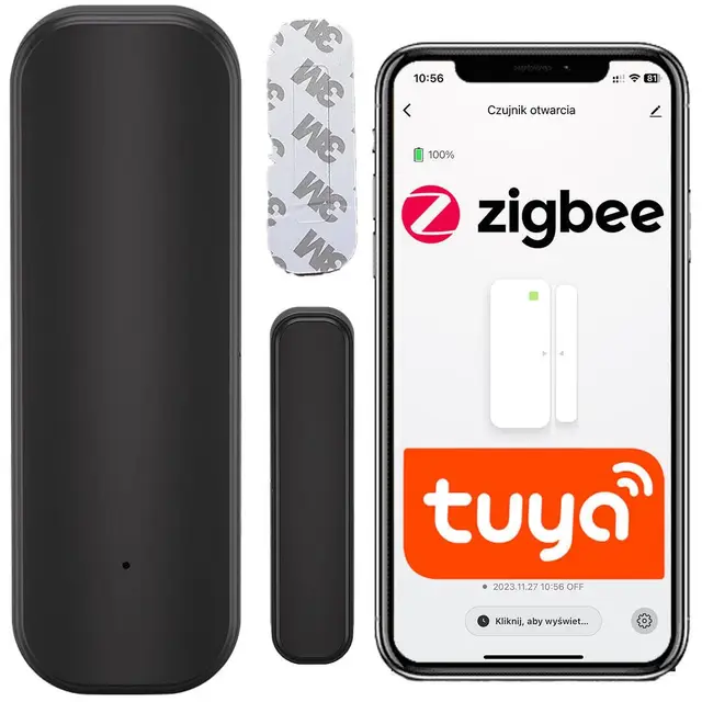 Sone Smart One Détecteur Ouverture Porte Zigbee 3.0 – Capteur Porte Fenêtre Tuya Smart Life – Passerelle Zigbee Requise – Alarmes, Scènes – 2xAAA – 70x25mm Noir
