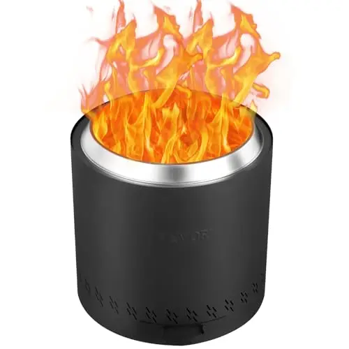 VEVOR Brasero à Bois sans émission de fumée, 400x390 mm, Foyer à feu avec bac à Cendres Amovible, Foyer d'extérieur Portable intérieur en Acier Inoxydable SUS430, pour Camping en terrasse extérieure