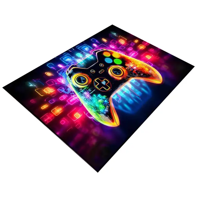 Tapis de zone de jeu, manette de jeu, tapis en caoutchouc antidérapant, tapis de chevet doux pour garçons, salon, décoration d'intérieur - 80 x 120 cm