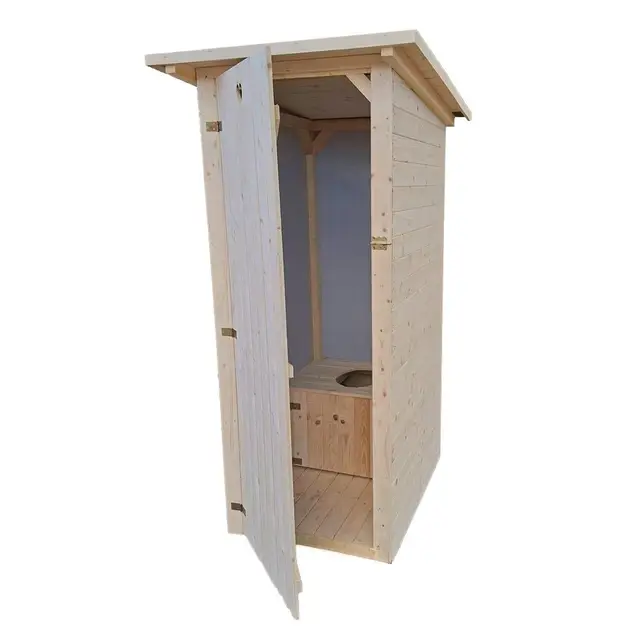 Cabine toilettes sèches extérieur en bois - WC style rustique fabrication artisanale + abattant, seau et sciure 20 L