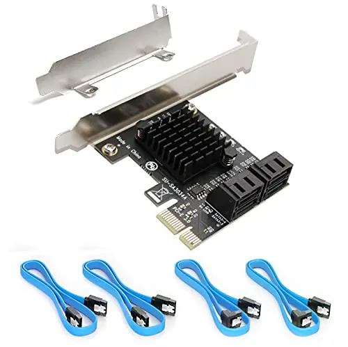 Carte SATA, PCIE3.0, 4 Ports avec 4 câbles SATA, Carte d'extension de contrôleur SATA avec Support à Profil Bas,Non-Raid, démarrage en Tant Que Disque système