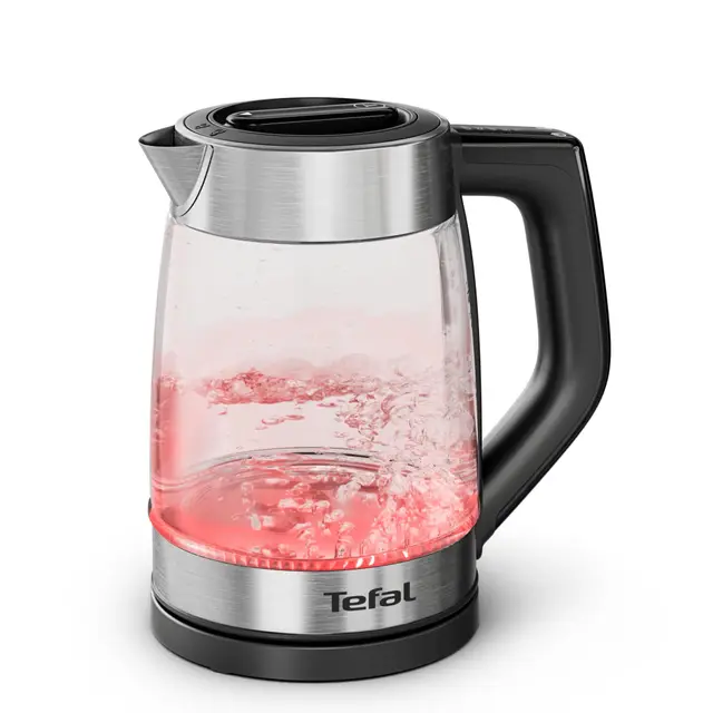 Tefal Express, Bouilloire en verre électrique, Réglages sur la poignée, 1,7 L, 5 niveaux de température, Suivi en temps réel, KO760DE0
