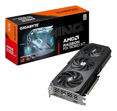 GIGABYTE Radeon RX 9060 XT Gaming OC 8G Carte Graphique - 8GB GDDR6, 128bit, PCI-E 5.0, 3320 MHz Fréquence du cœur, 2 x DisplayPort, 1 x HDMI, GV-R9060XTGAMING OC-8GD