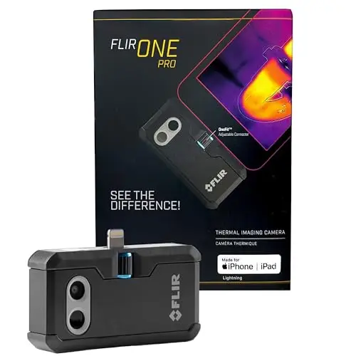 Flir One Pro - Caméra Thermique Pour Smartphones iOS (iPhone 14 ET Versions Antérieures Avec Port Lightning), Super Résolution 480x360 (160x120 Infrarouge Natif)