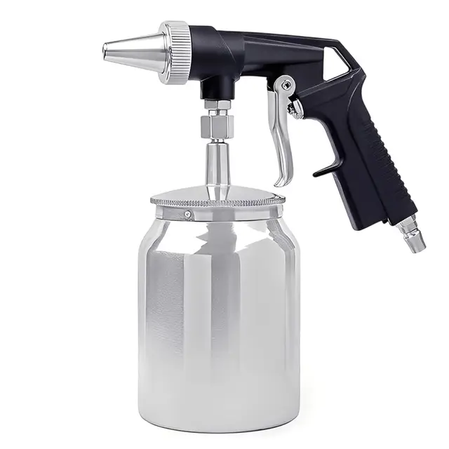Pistolet de sablage à air comprimé - Pression de travail de 6,2 bar - Portable - 1000 cc - Capacité du pot en aluminium - Pistolet de sablage pour polir, lisser, dérouiller, nettoyer