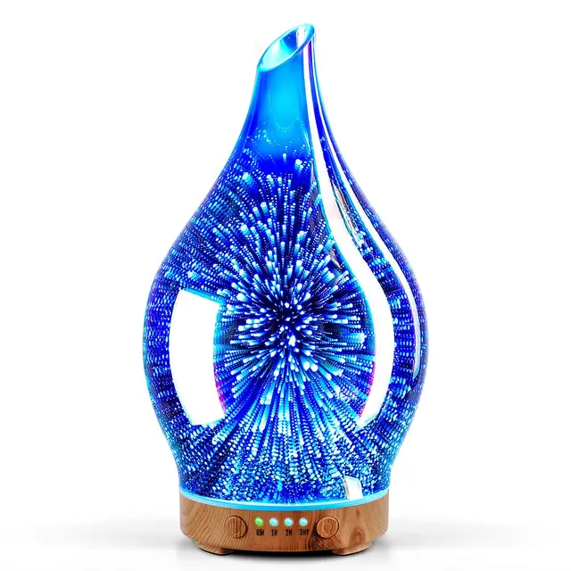 Porseme Aroma Diffuser Luftbefeuchter 150ml,Handgeblasen 3D Luftbefeuchter Ultraschall Leise 7 farbwechselnde LEDs Raumbefeuchter BPA Frei für Wohnung Yoga Spa mit Timer (Silver)