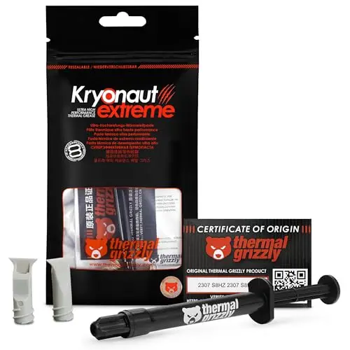 Thermal Grizzly Kryonaut Extreme Pâte thermique extrêmement haute performance pour une conductivité thermique maximale lors de l'overclocking CPU/GPU/PS4/PS5/Xbox 2 g