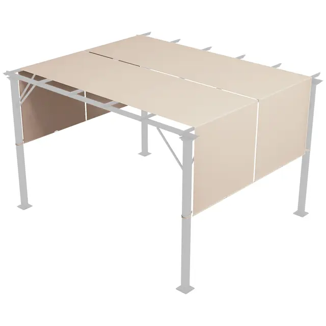 Outsunny Lot de 2 Toiles de Rechange pergola rétractable de 4,9 x 1,2 m pour pergola de 3 x 3 m Tissu Polyester Protection UV Kaki Clair