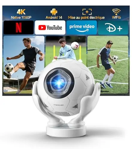 Magcubic Mini Videoprojecteur 1080P Natif 4K Supporte, 400 ANSI Lumens, Projecteur Video avec Android 14, WiFi 6 & Bluetooth 5.4, Focus Électrique, Rotation 180°, Home Cinéma Extérieur Camping