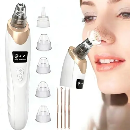 Aspirateur Point Noir Extracteur de Comédons Nettoyage des Pores avec 5 Sondes 3 Modes Points Noirs Anti Point Noir Nez Nettoyage des Pore Peau Soin Visage
