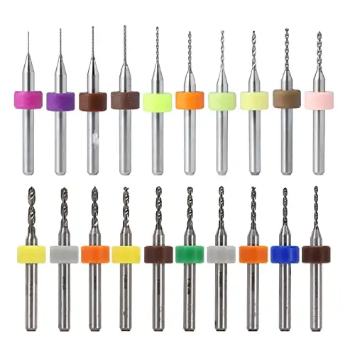 HUAZIZ 20 Pcs 0.1-1.0mm, 1.1-2.0mm PCB Circuit Imprimé Carbure de Tungstène Micro Forets Mini Twist Drill Bits Set Gravure Métallurgie pour Bijoux CNC Gravure