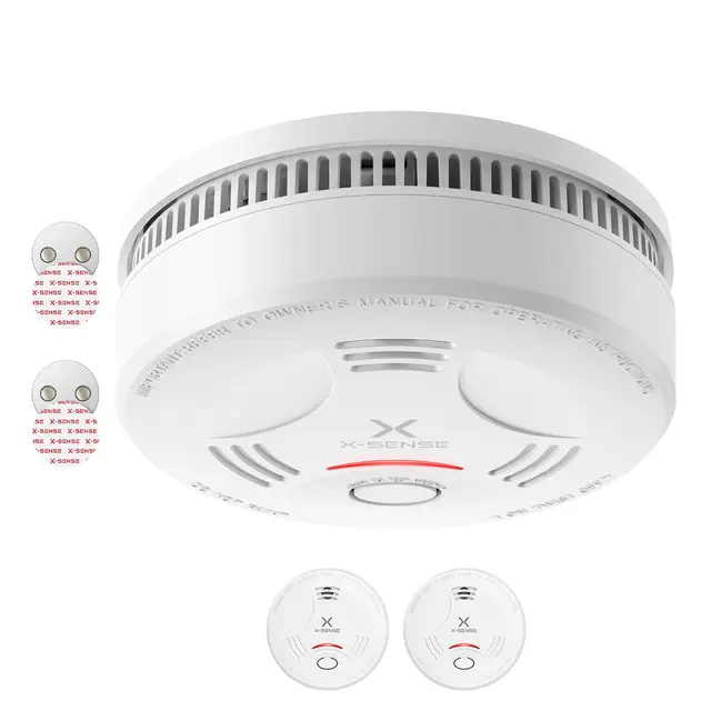 X-Sense Détecteur de Fumée avec Batterie Scellée 10 Ans, Pad Adhésif Magnétique, Détecteur d'Incendie avec Support Magnétique, Conforme à la Norme EN14604, SD11, Lot de 2