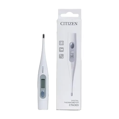 Citizen Thermomètre numérique pour lecture de température corporelle basale – Thermomètre de température corporelle avec alarme de fièvre et fonctionnement à un bouton – Pour adultes, enfants