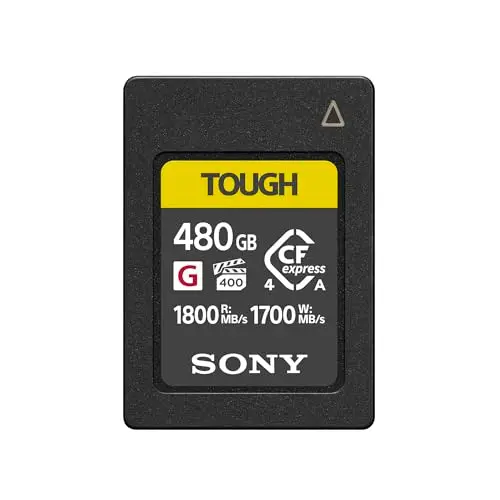 Sony CFexpress Type A 480 Go Tough (CEAG480T) – VPG400 High Speed G Series, 1 800 Mo/s en Lecture, 1 700 Mo/s, IP57 – Parfaite vidéo 4K/8K & la Photographie à Grande Vitesse
