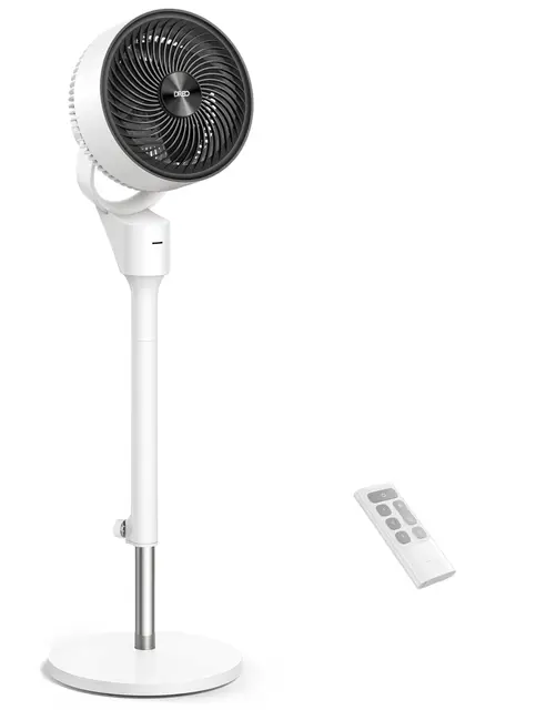 DREO 25 dB Ventilateur Silencieux sur Pied, Ventilateurs Puissants avec Télécommande, Portée de 24 m, 3 Modes,Hauteur réglable de 86 à 104 cm, Vertical manuel à 90°, Minuterie de 6 h