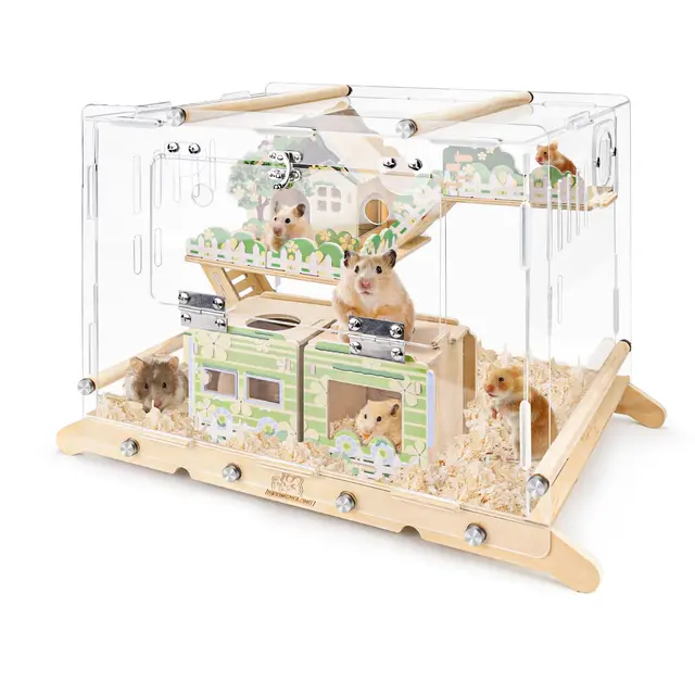 Cage en acrylique pour hamster avec cachettes pour hamster, réservoir pour petits animaux domestiques, cage à souris pour animaux de compagnie, kit de démarrage pour hamster, hutte pour cochon d'Inde