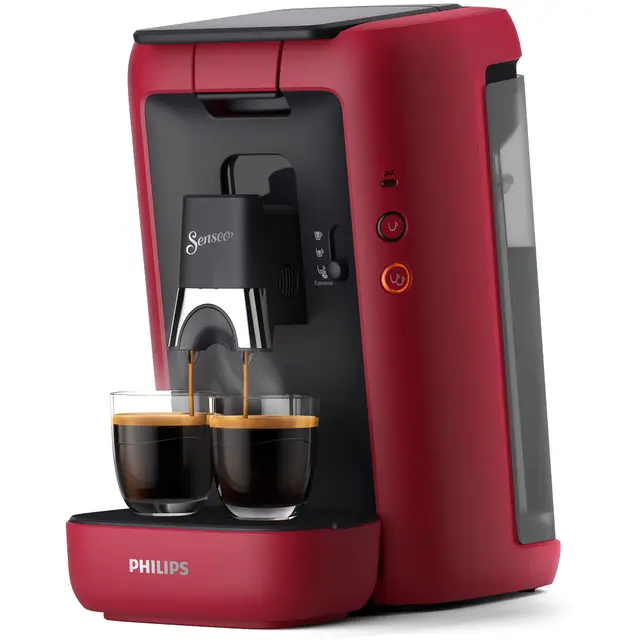 Philips Domestic Appliances Senseo Maestro Machine à café à dosettes avec épaississement du café et fonction mémo, réservoir d'eau de 1,2 l, produit vert, couleur : rouge (CSA260/90)