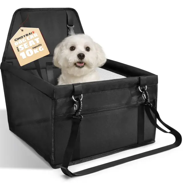 CIMOYBAI Siège Auto pour Chien, Extra Stable, pour Chiens de Petite à Moyenne Taille, Tissu Oxford, Respirant, Lavable, Pliable (Schwarzer)