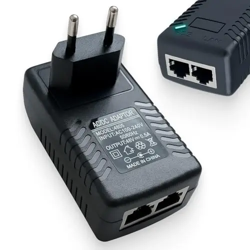 Adaptateur d'injecteur Gigabit PoE, Conforme IEEE 802.3af/at, PoE+ Standard 10/100/1000 Mbps, Alimentation à Distance Jusqu’à 100m, Plug and Play pour Caméra IP et Point d’Accès sans Fil