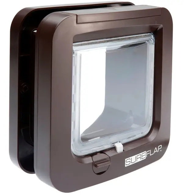 Sure PetCare SureFlap Chatière à Puce électronique SureFlap, Compatible avec médaillon d'identification par radiofréquence et avec Les puces électroniques, pour Portes, fenêtres et Murs, Marron,