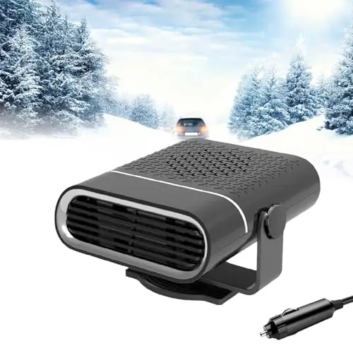 Chauffage 12v Voiture, Chauffage Voiture 2 en 1, 150w 12v Chauffage Voiture Allume Cigare, Dégivreur Pare Brise, Chauffage de Voiture Portable, Réglage Libre à 360°, Dégivrage et Désembuage