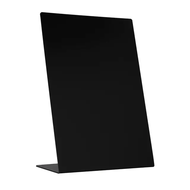 EUROPEL Présentoir de table A4 tableau noir avec support - Tableau ardoise de comptoir en L avec base intégrée - Tableau noir pour restaurant, food truck, mariage, fête